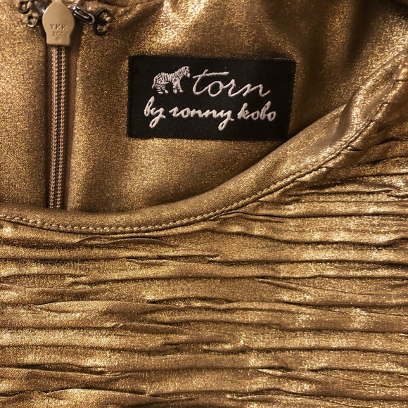 Torn Gold Mini Dress - Picture 6 of 8